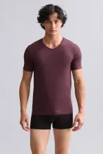 Mısırlı ORGANIC Pamuklu HERCULES Slim Fit V Yaka Fanila / T-Shirt Mor