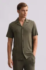 Chemise égyptienne pour homme en modal à manches courtes kaki