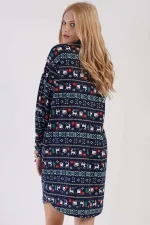 Women's Cotton Long-Sleeve Shirt Dress Indigo