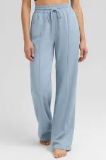 Mısırlı Kadın Modal Önü Dikişli Düz Paça Pantolon Mavi