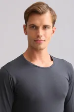 Mısırlı Modal By TENCEL HERCULES Slim Fit Crew Neck Long Sleeve Undershirt / T-Shirt Anthracite
