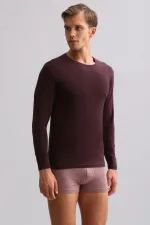 Mısırlı Modal By TENCEL HERCULES Slim Fit Bisiklet Yaka Uzun Kollu Fanila / T-Shirt Mor