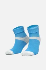 Mısırlı Kadın Alpaka Yünü Kışlık Kıvrık Tekli Soket Çorap Turkuaz