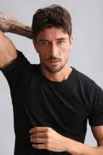 Mısırlı Modal By TENCEL HERCULES Slim Fit Bisiklet Yaka Fanila / T-Shirt Siyah