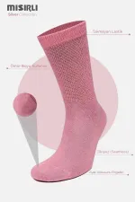 Mısırlı Kadın %10 GÜMÜŞ Madeni İçerikli Soket Çorap Pembe