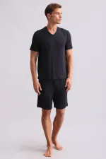T-shirt égyptien pour homme en modal, col en V, anthracite