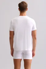 Mısırlı BAMBU ZEUS LUXURY Regular Fit V Yaka Fanila / T-Shirt Beyaz