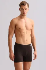Mısırlı ORGANIC Cotton ZEUS LUXURY Regular Fit Metal Emblem Long Boxer Shorts Brown