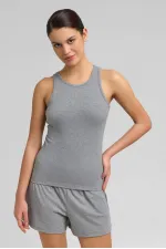 Débardeur camisole pour femme égyptienne, gris chiné
