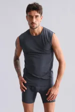 Mısırlı ORGANIC Pamuklu HERCULES Slim Fit Bisiklet Yaka Sporcu Atlet / T-Shirt Antrasit