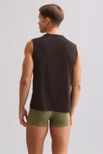 Mısırlı ORGANIC Pamuklu ZEUS LUXURY Regular Fit Bisiklet Yaka Sporcu Atlet / T-Shirt Kahverengi