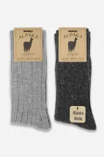 Mısırlı Men's Alpaca Wool 2 Pairs Ankle Socks Grey/Anthracite