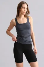 T-shirt/débardeur long à bretelles épaisses en modal égyptien TENCEL U HELEN, anthracite