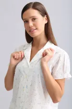 Chemise blanche à manches courtes en voile pour femme égyptienne