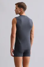 Mısırlı Modal By TENCEL HERCULES Slim Fit V-Neck Athletic Tank Top / T-Shirt Anthracite