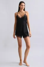 Mısırlı Kadın Bambu Şort Takımı Siyah