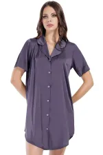 Mısırlı 1927 Kadın SATEN Kısa Kollu Gömlek Füme