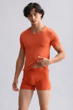 Mısırlı BAMBOO HERCULES Slim Fit V-Neck Undershirt/T-Shirt Rust Red