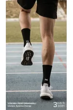 Mısırlı Unisex Pamuklu Spor Çorap, 3'Lü Siyah