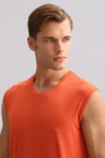 Mısırlı ORGANIC Pamuklu ZEUS LUXURY Regular Fit V Yaka Sporcu Atlet / T-Shirt Pas Kırmızı