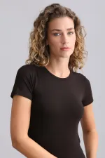 Débardeur/T-shirt à col rond en modal égyptien TENCEL VICTORIA marron