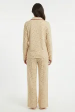 Mısırlı Kardan Adam Temalı Kadın Pijama Takım Ekru