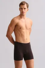 Mısırlı ORGANIC Cotton ZEUS LUXURY Regular Fit Metal Emblem Long Boxer Shorts Brown