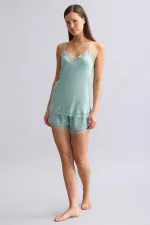 Mısırlı Kadın Bambu Şort Takımı Çağla Yeşili