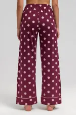 Mısırlı Women's Modal Polka Dot Pajama Set Burgundy