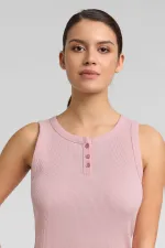 Mısırlı Kadın Pamuklu Kaşkorse Ön Patlı Atlet Açık Pembe