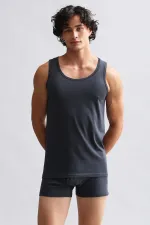 Mısırlı ORGANIC Cotton HERCULES Slim Fit Basic Tank Top Anthracite