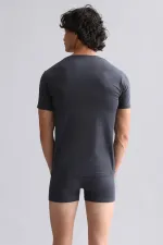 Mısırlı Modal By TENCEL HERCULES Slim Fit V Yaka Fanila / T-Shirt Antrasit