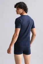Mısırlı ORGANIC Cotton HERCULES Slim Fit V-Neck Undershirt/T-Shirt Navy Blue
