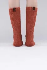 Mısırlı Kadın Pamuklu Havlu Tekli Soket Çorap Kiremit