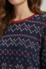 Kış Temalı Kadın Pijama Takımı Lacivert