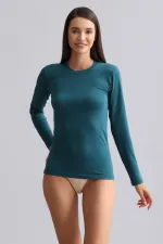 Mısırlı Modal By TENCEL BRITT Crew Neck Long Sleeve Undershirt / Sweatshirt Fit Green