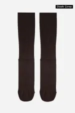 Chaussettes hautes unisexes en coton biologique égyptien, style aviateur et pilote, avec technologie de serrage spéciale, marron