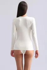 Débardeur/sweat-shirt à manches longues et col rond en modal égyptien TENCEL BRITT, écru