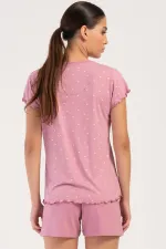 Mısırlı Kadın Viskon Kısa Kollu Şort Pijama Takımı Pembe