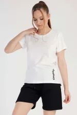 Mısırlı Kadın Pamuklu Kısa Kol Şort Takımı Beyaz