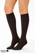 Chaussettes hautes unisexes en coton biologique égyptien, style aviateur et pilote, avec technologie de serrage spéciale, marron