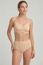 Egyptian Laser Cut High Waist Thong Beige