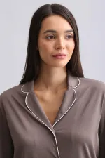 Ensemble pyjama 100 % coton marron pour femme, de style égyptien