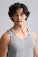 Mısırlı Modal By TENCEL HERCULES Slim Fit Basic Tank Top Grey Melange