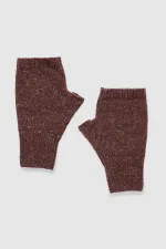 Ensemble bonnet et gants en laine unisexe - Brun clair