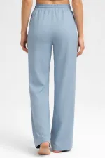 Mısırlı Kadın Modal Önü Dikişli Düz Paça Pantolon Mavi