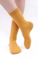 Mısırlı Kadın Koyun Yünü Tekli Soket Çorap Safran