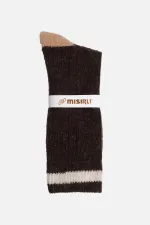 Mısırlı Unisex Alpaka Yünü Kışlık Çemberli Tekli Soket Çorap Kahverengi