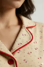 Mısırlı Kardan Adam Temalı Kadın Pijama Takım Ekru