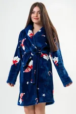 Robe de Noël en peluche bleu marine, motif femme égyptienne